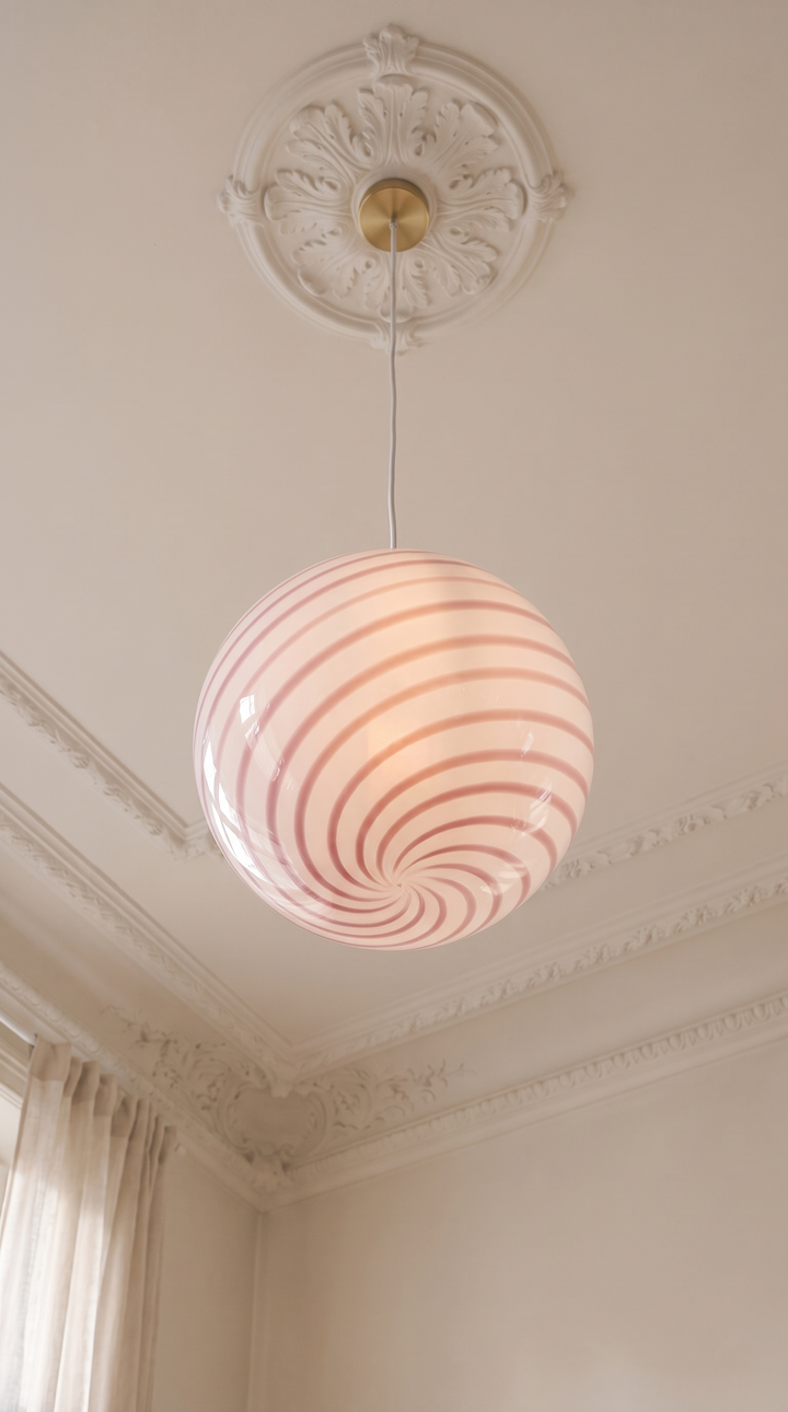 Lumenorth Ribbon Swirl Glass Pendant