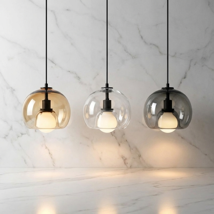 Lumenorth Crest Glass Pendant Light