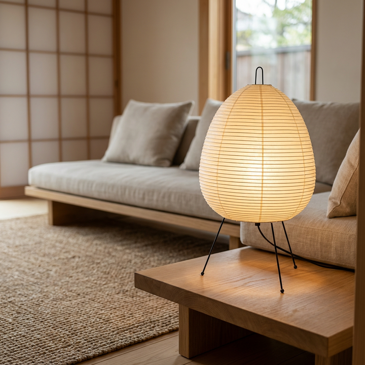 Lumenorth Frost Rice Paper Tripod Lamp