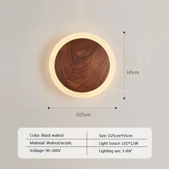 Lumenorth Nimbus Walnut LED Wall Light