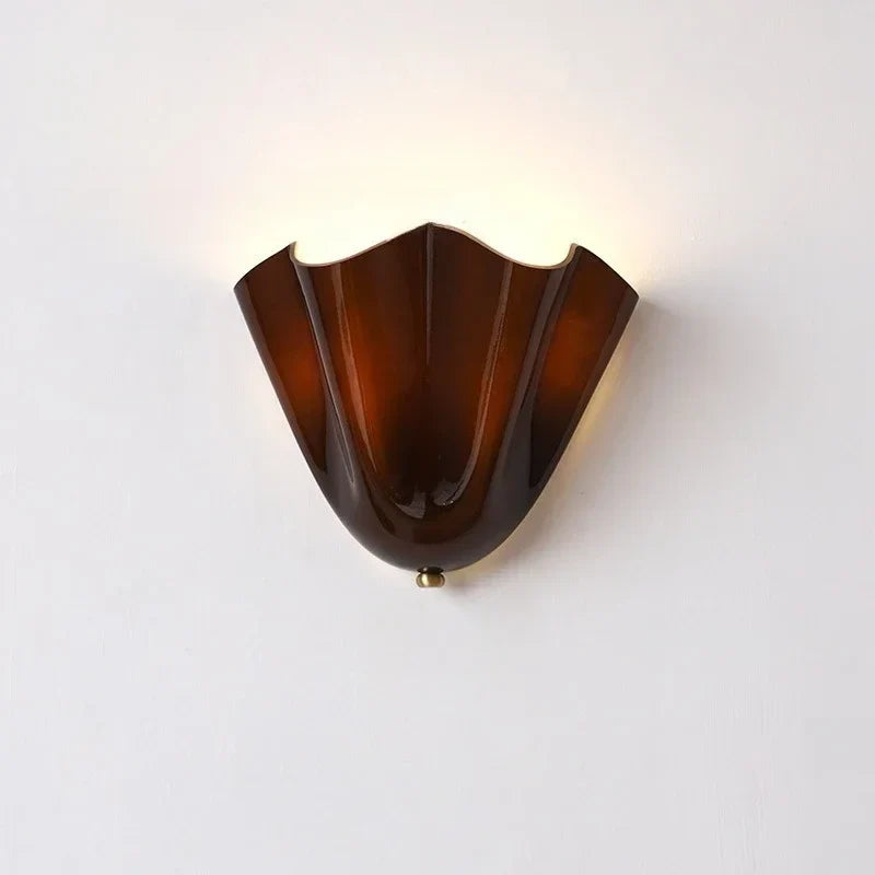 Lumenorth Shell Vintage Glass Wall Lamp