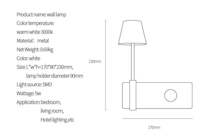 Lumenorth Crescent Plug-In Wall Light