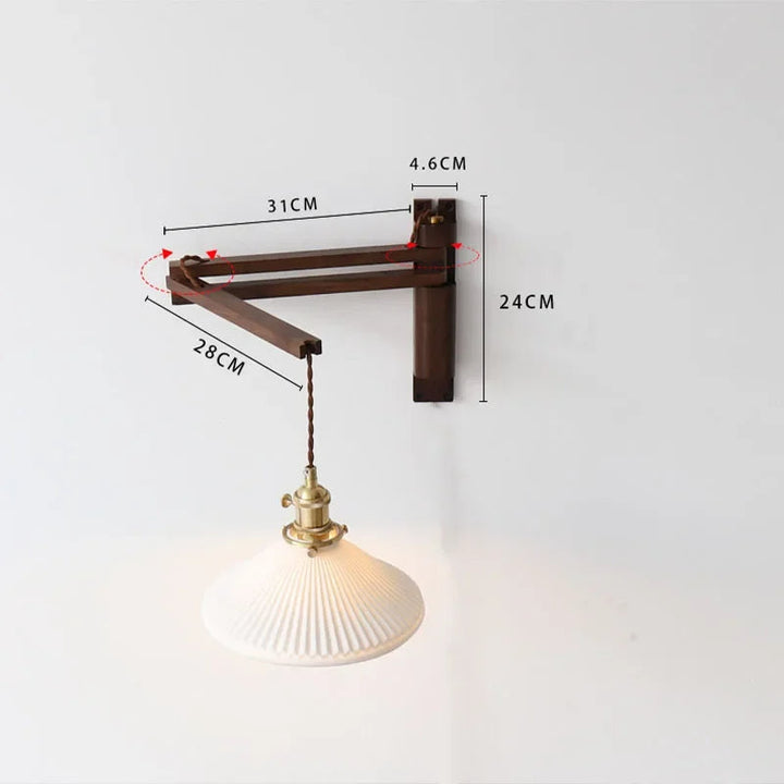 Lumenorth Olive Wood &amp; Ceramic Wall Light