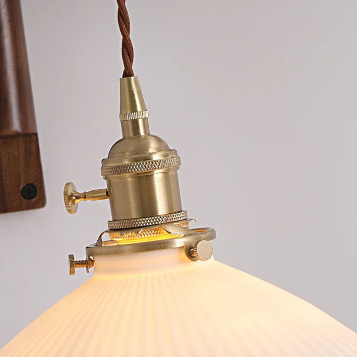 Lumenorth Olive Wood &amp; Ceramic Wall Light