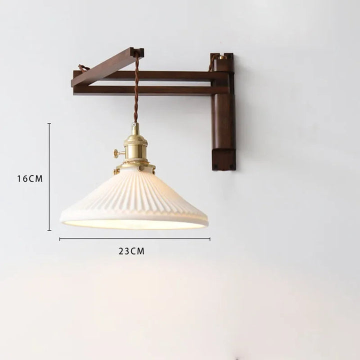 Lumenorth Olive Wood &amp; Ceramic Wall Light