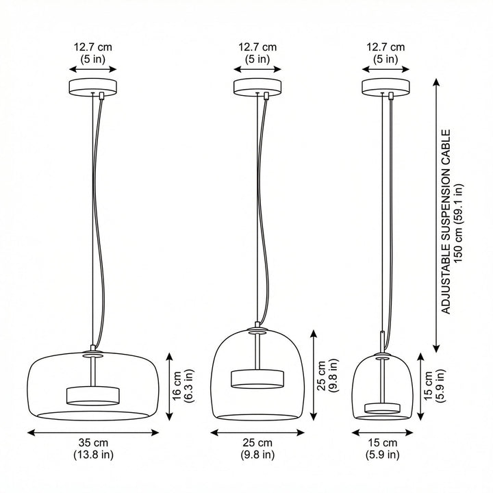 Lumenorth Bell Nordic Glass Pendant