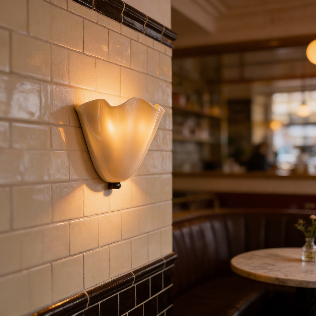 Lumenorth Shell Vintage Glass Wall Lamp