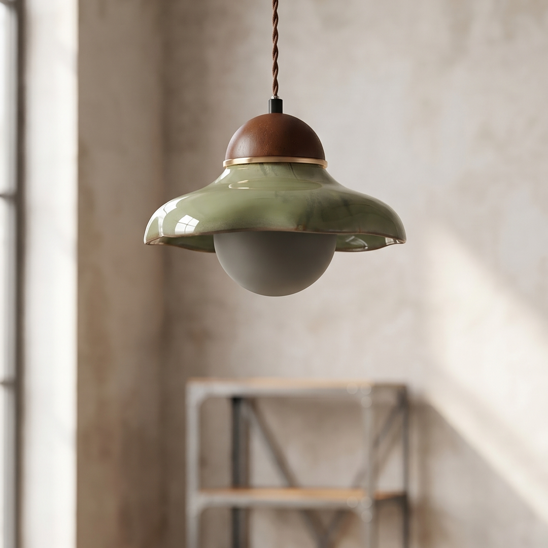 Lumenorth Fern Green Ceramic Pendant