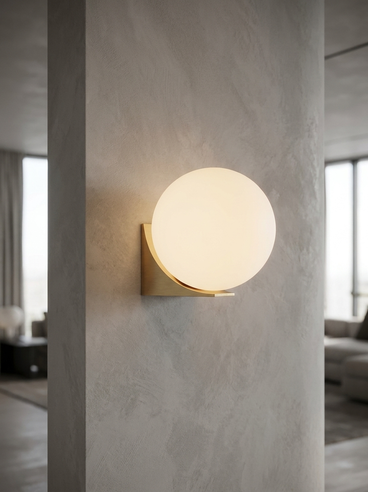 Lumenorth Orb Glass Bedside Wall Sconce