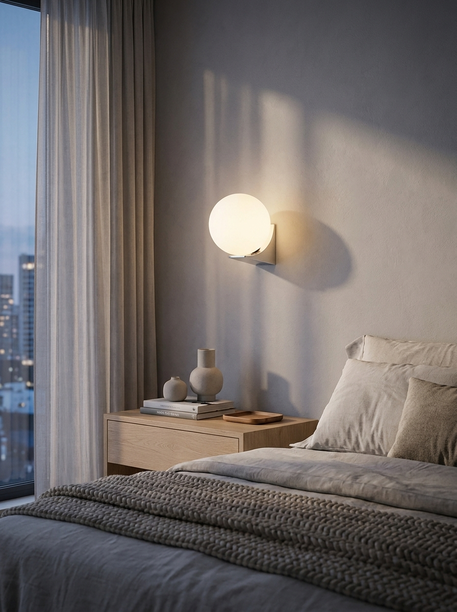 Lumenorth Orb Glass Bedside Wall Sconce