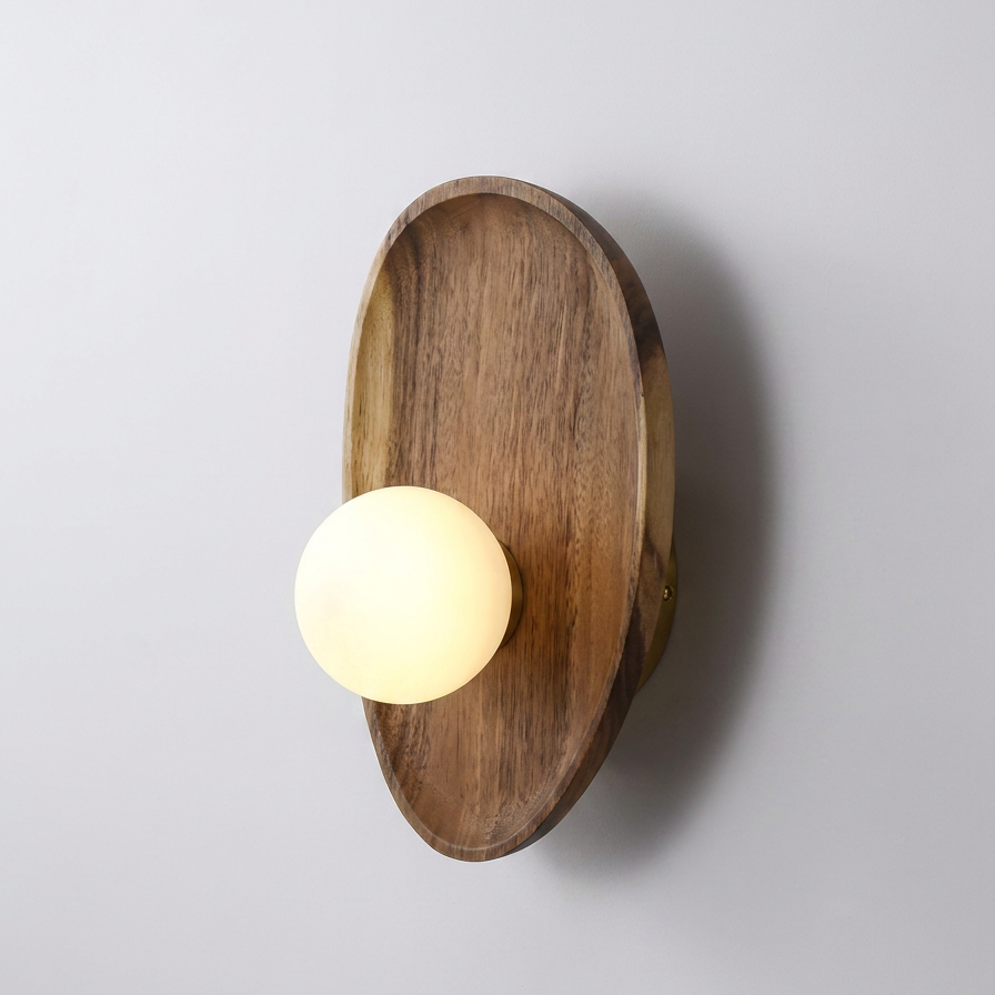 Lumenorth Acorn Wood &amp; Glass Wall Sconce