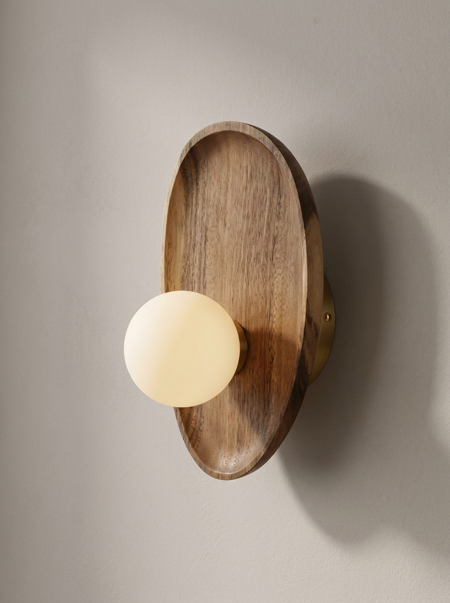 Lumenorth Acorn Wood &amp; Glass Wall Sconce