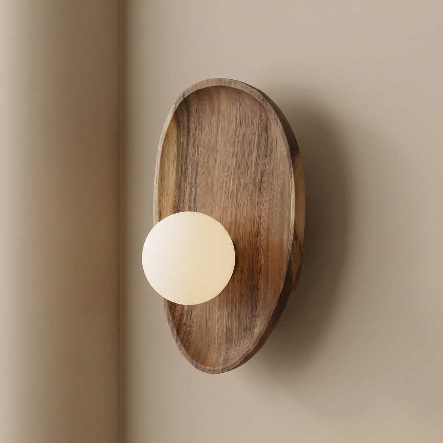Lumenorth Acorn Wood &amp; Glass Wall Sconce