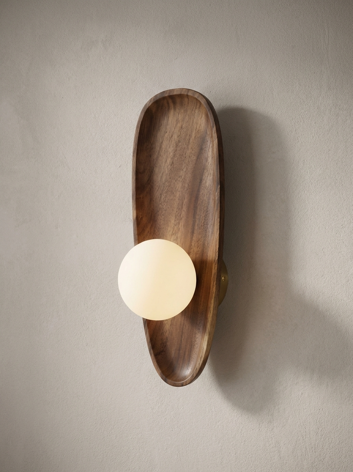 Lumenorth Acorn Wood &amp; Glass Wall Sconce