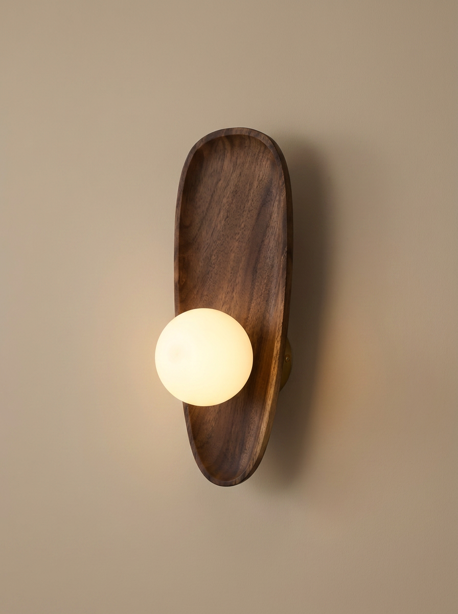 Lumenorth Acorn Wood &amp; Glass Wall Sconce