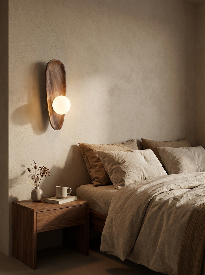 Lumenorth Acorn Wood &amp; Glass Wall Sconce