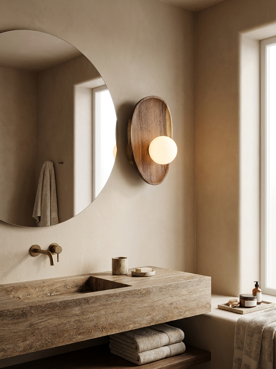 Lumenorth Acorn Wood &amp; Glass Wall Sconce