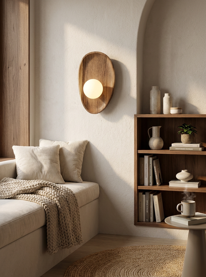Lumenorth Acorn Wood &amp; Glass Wall Sconce