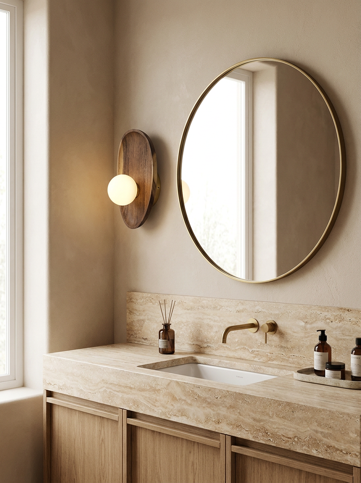 Lumenorth Acorn Wood &amp; Glass Wall Sconce