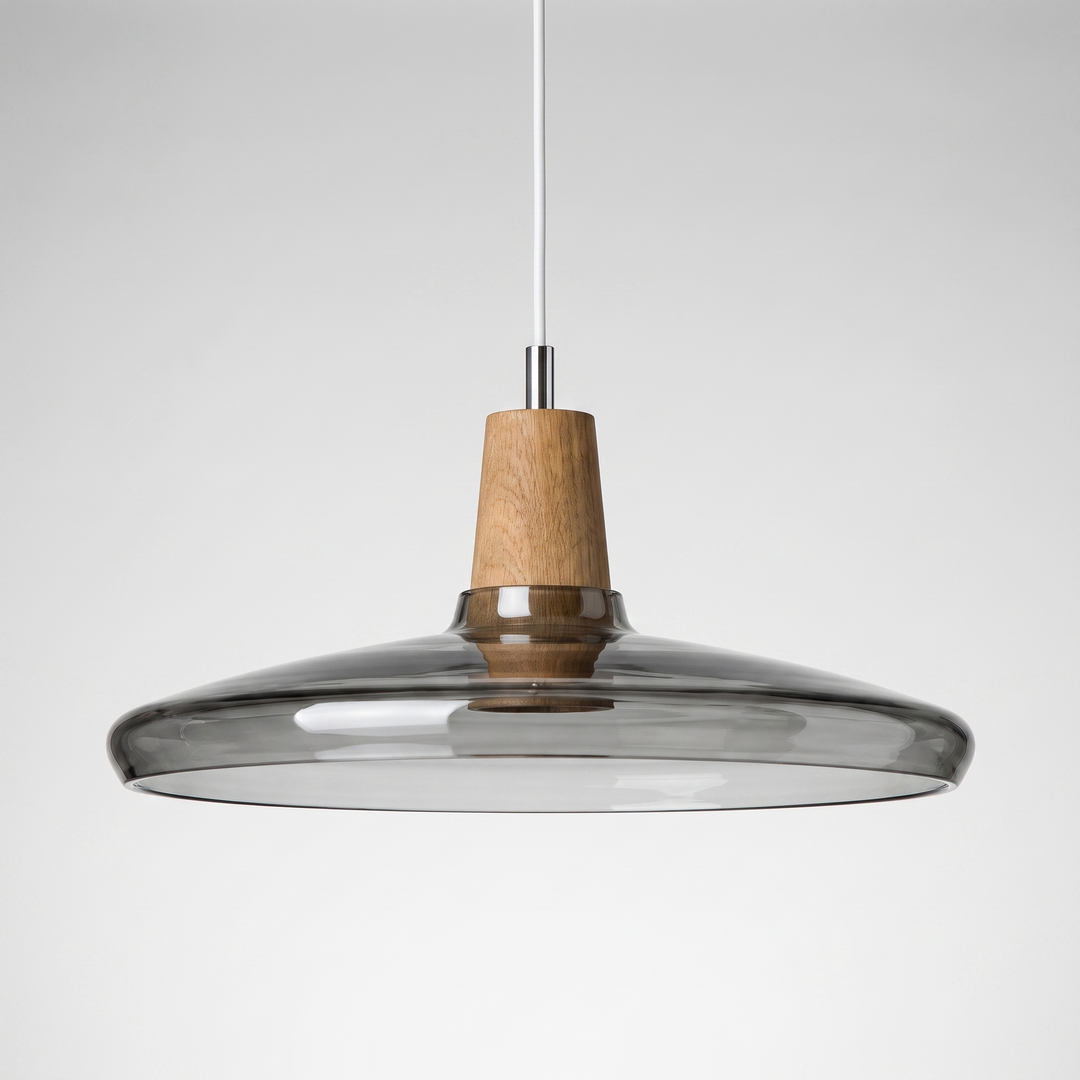 Lumenorth Timber Wood &amp; Glass Pendant
