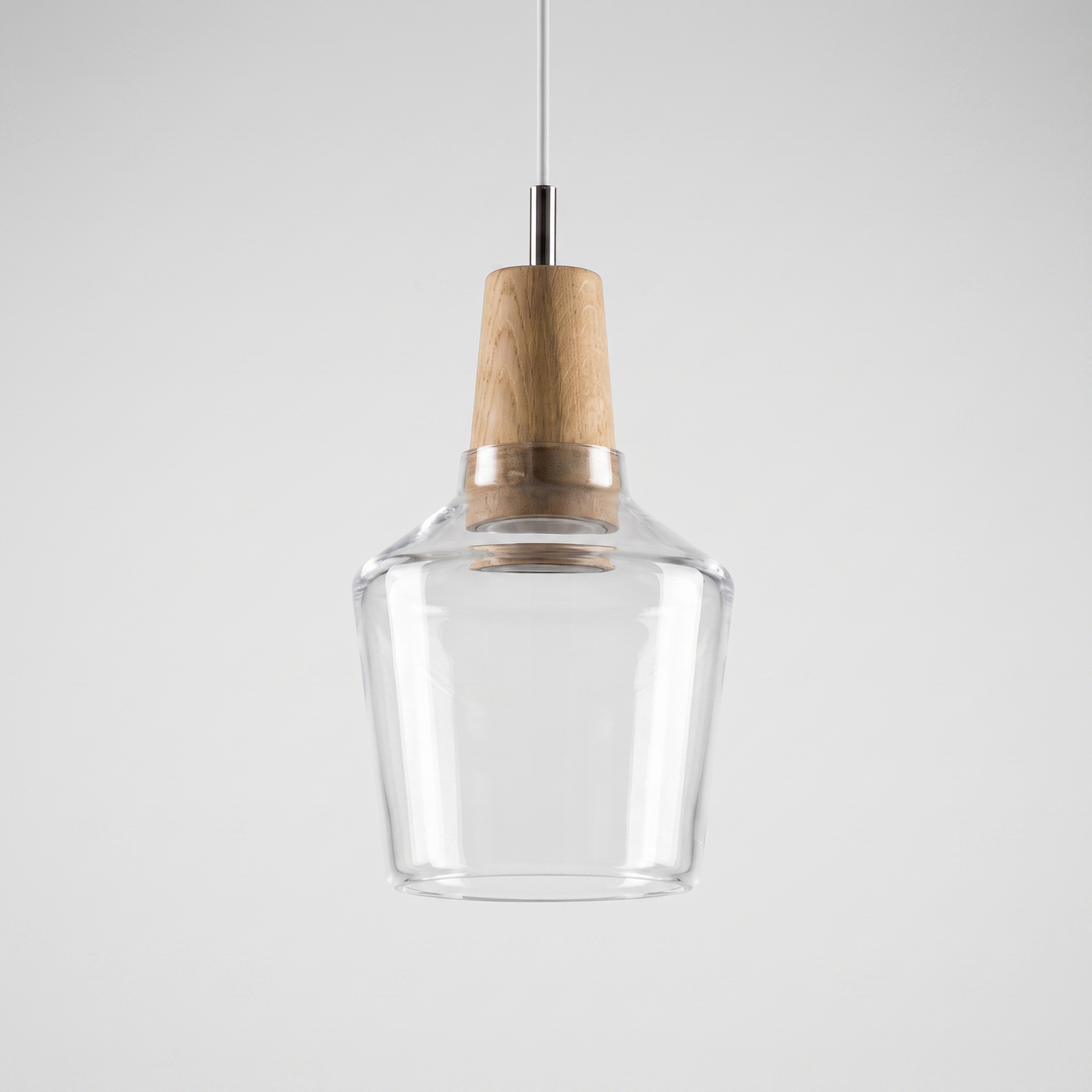 Lumenorth Timber Wood &amp; Glass Pendant