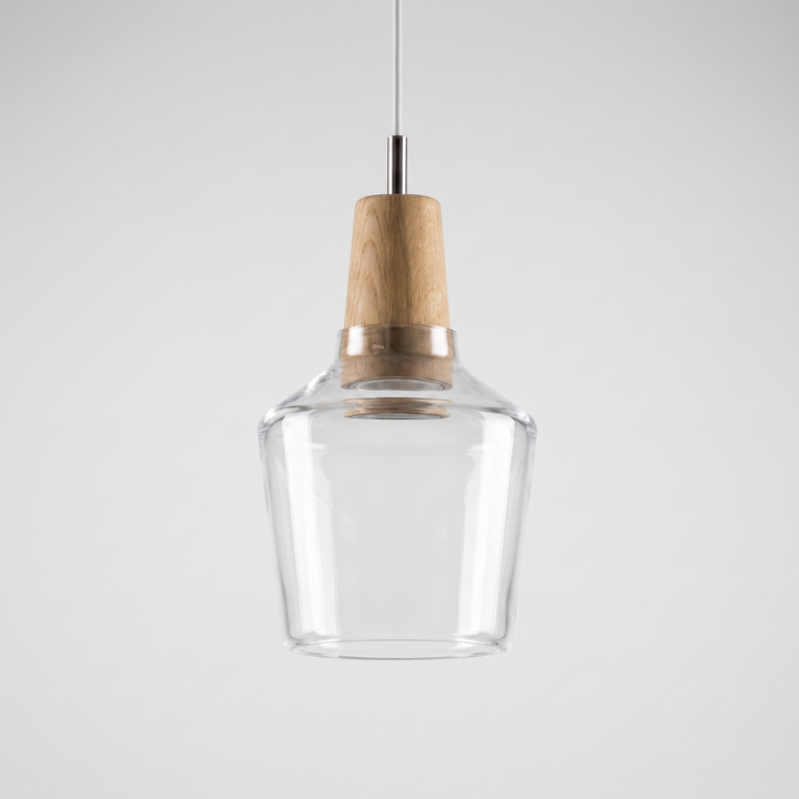 Lumenorth Timber Wood &amp; Glass Pendant