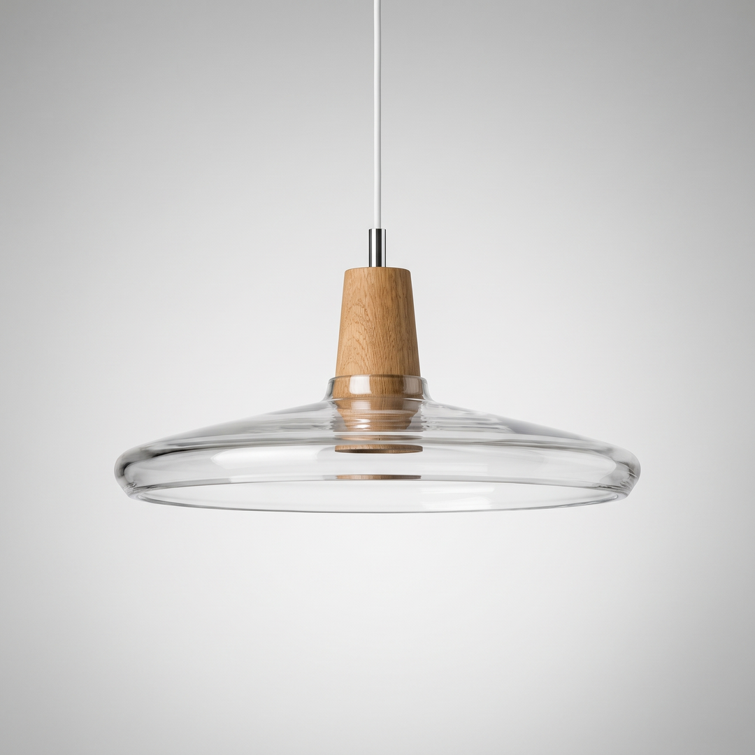 Lumenorth Timber Wood &amp; Glass Pendant