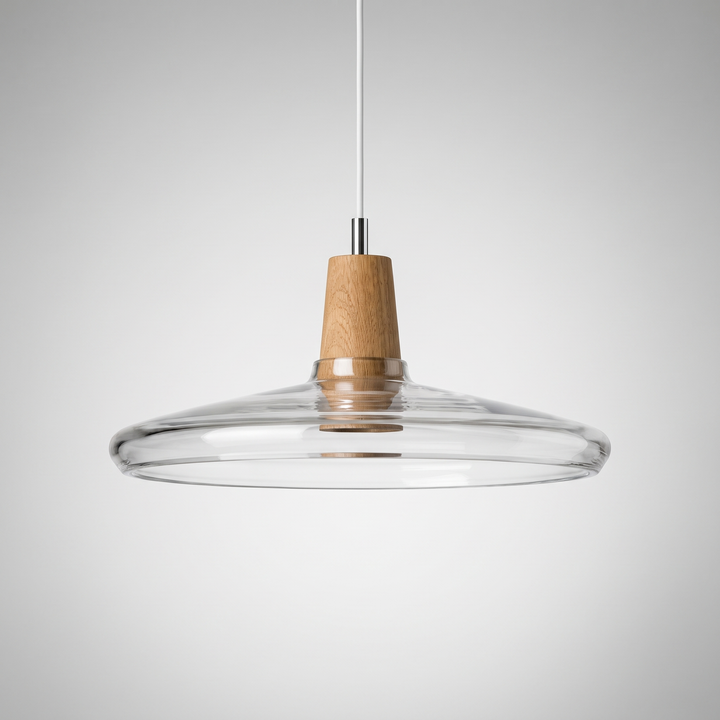 Lumenorth Timber Wood &amp; Glass Pendant