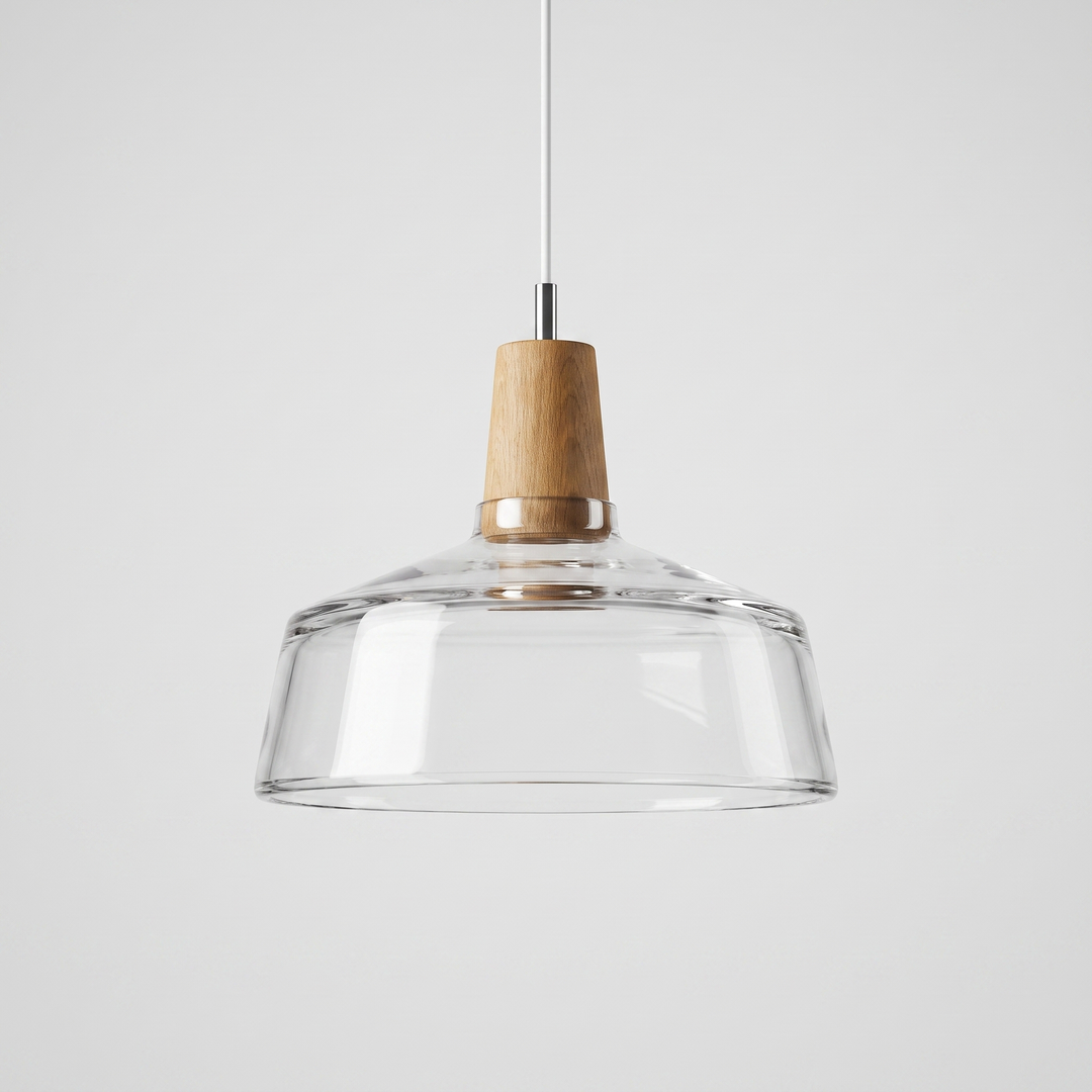Lumenorth Timber Wood &amp; Glass Pendant