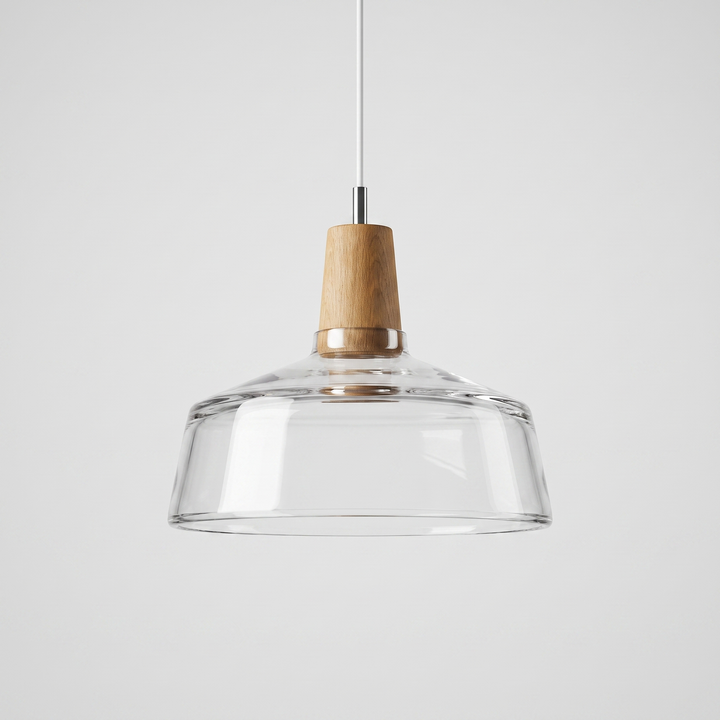 Lumenorth Timber Wood &amp; Glass Pendant