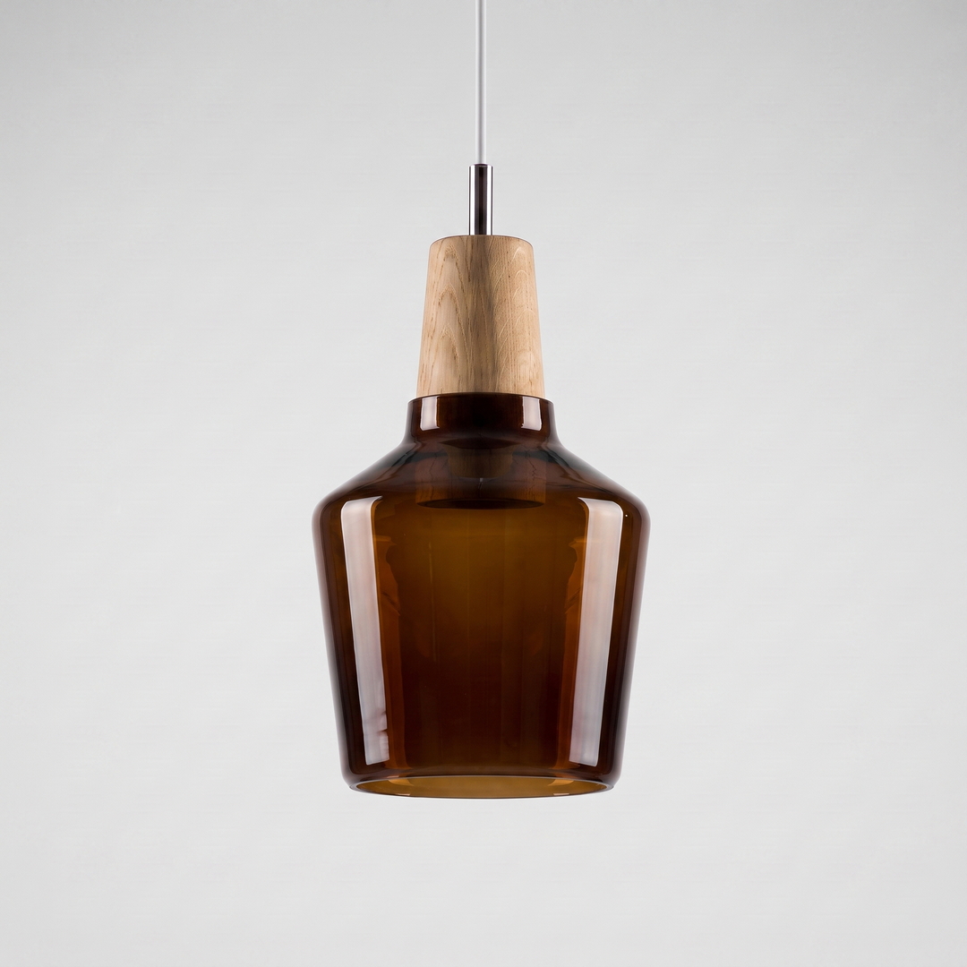Lumenorth Timber Wood &amp; Glass Pendant
