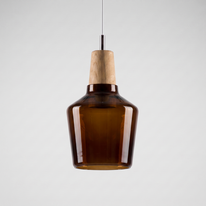 Lumenorth Timber Wood &amp; Glass Pendant