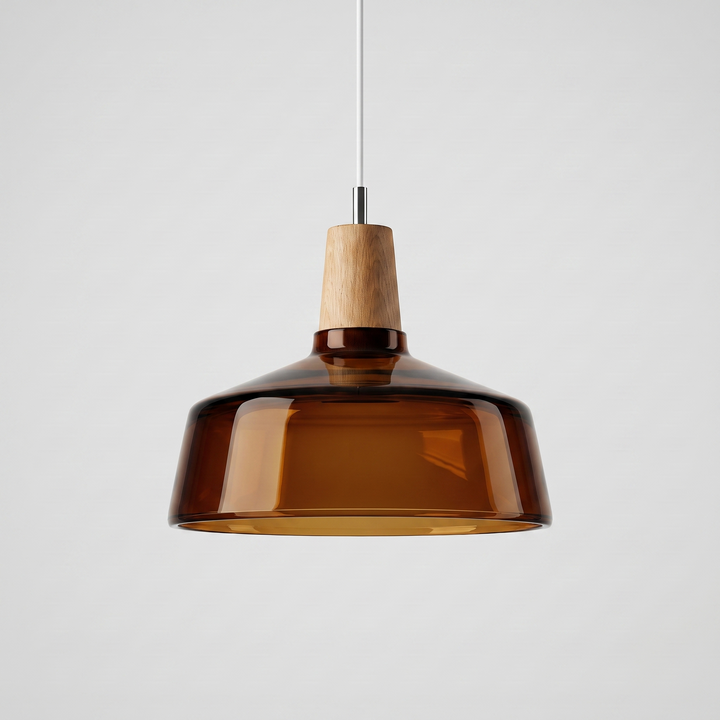 Lumenorth Timber Wood &amp; Glass Pendant