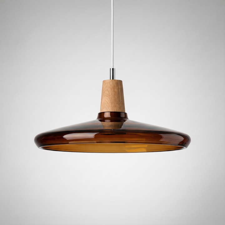 Lumenorth Timber Wood &amp; Glass Pendant