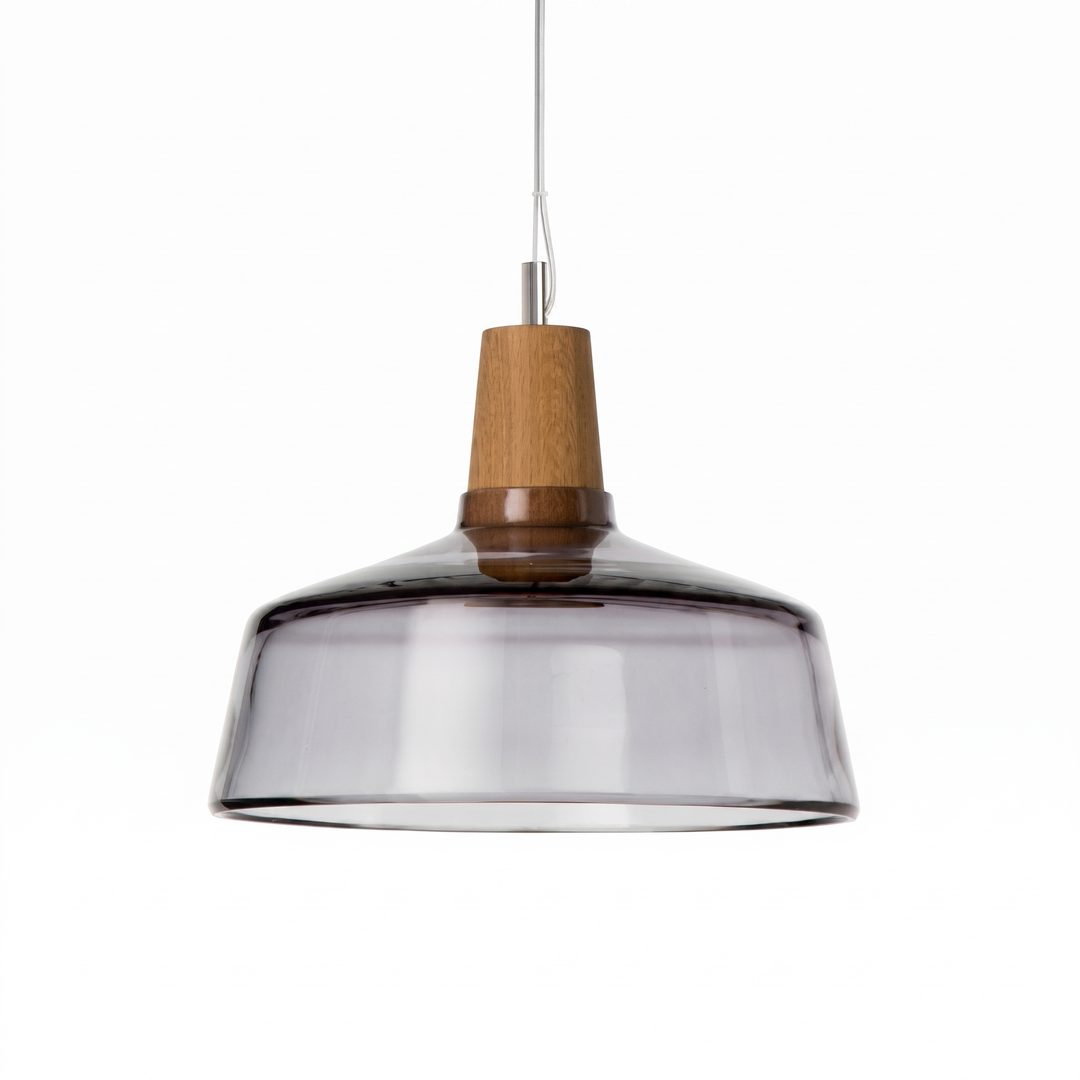 Lumenorth Timber Wood &amp; Glass Pendant