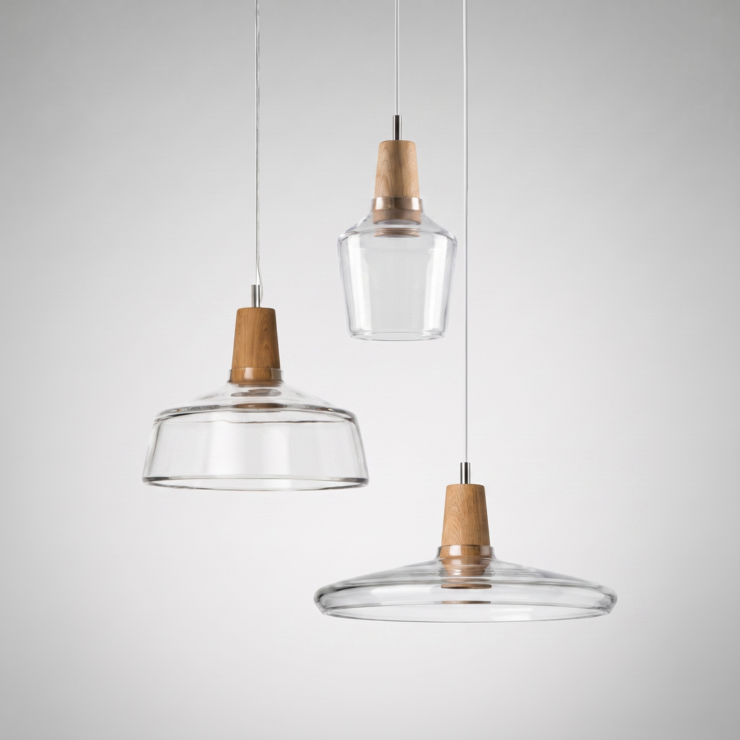Lumenorth Timber Wood &amp; Glass Pendant