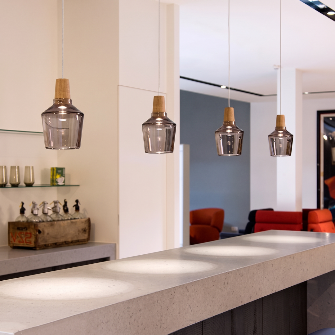 Lumenorth Timber Wood &amp; Glass Pendant