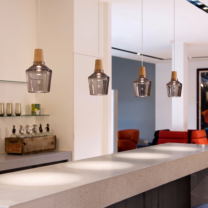 Lumenorth Timber Wood &amp; Glass Pendant