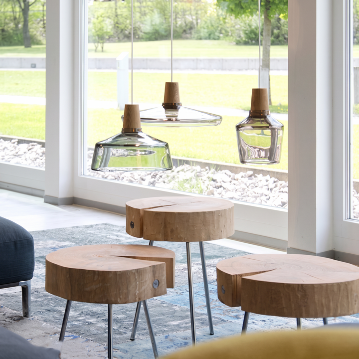 Lumenorth Timber Wood &amp; Glass Pendant