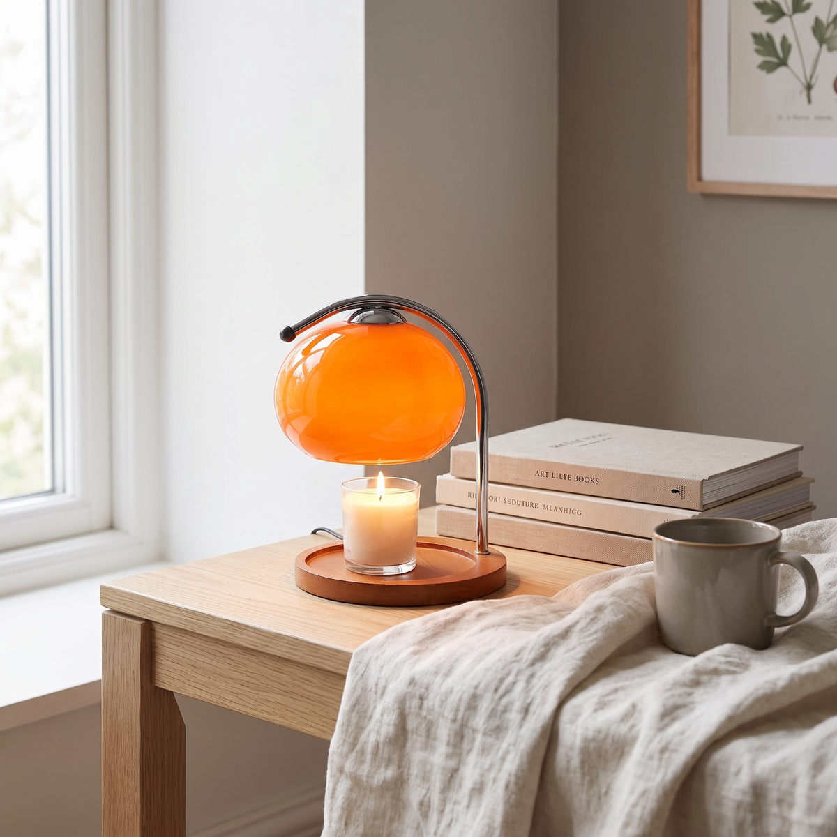 Ember candle warmer lamp in a Scandinavian interior
