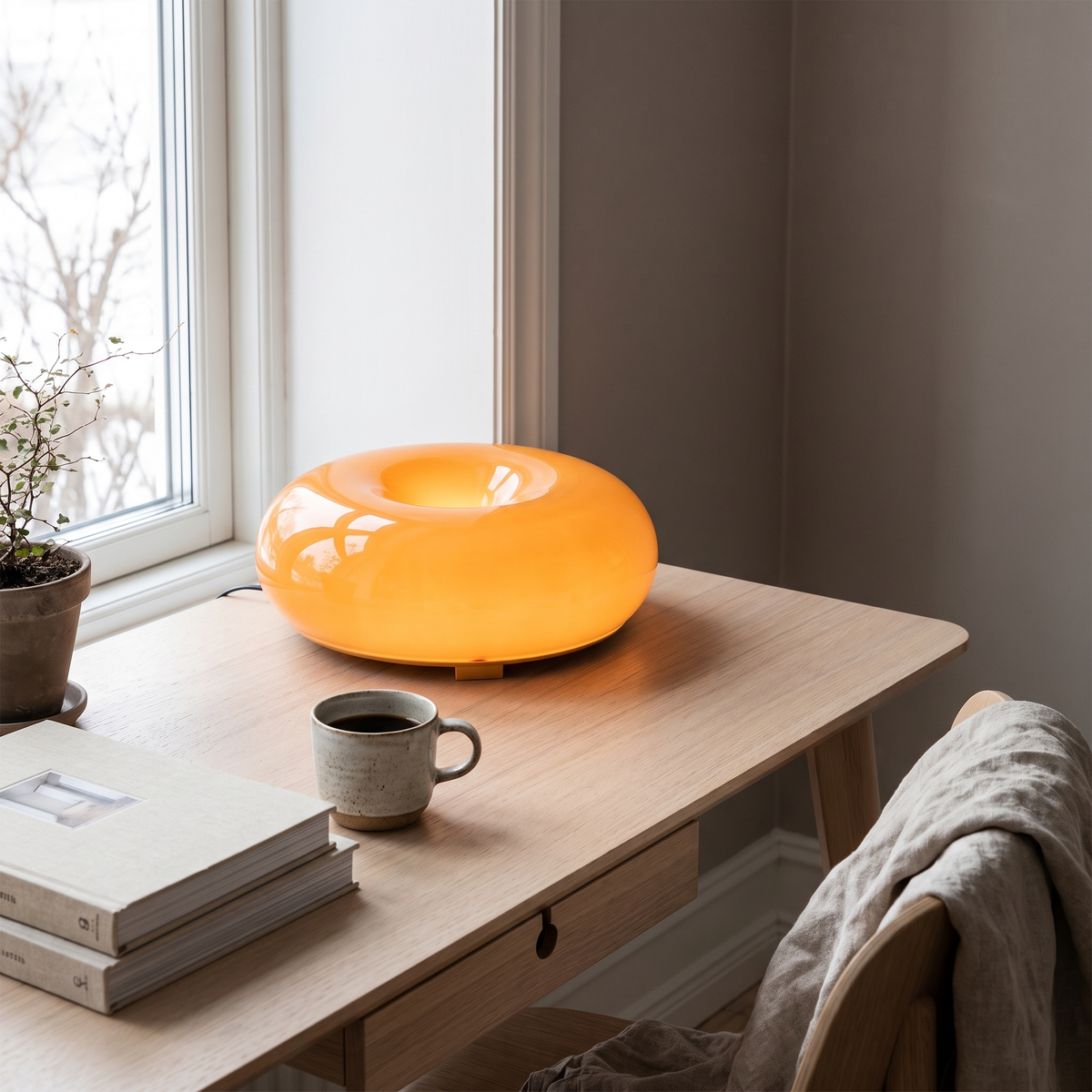 Halo mid century desk lamp in a Scandinavian interior