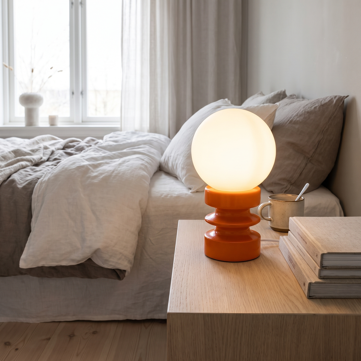 Spool small table lamp in a Scandinavian interior