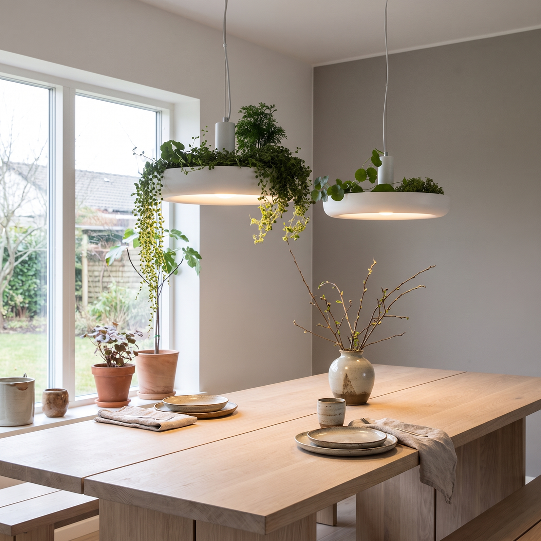 Sprout hanging planter light in a Scandinavian interior