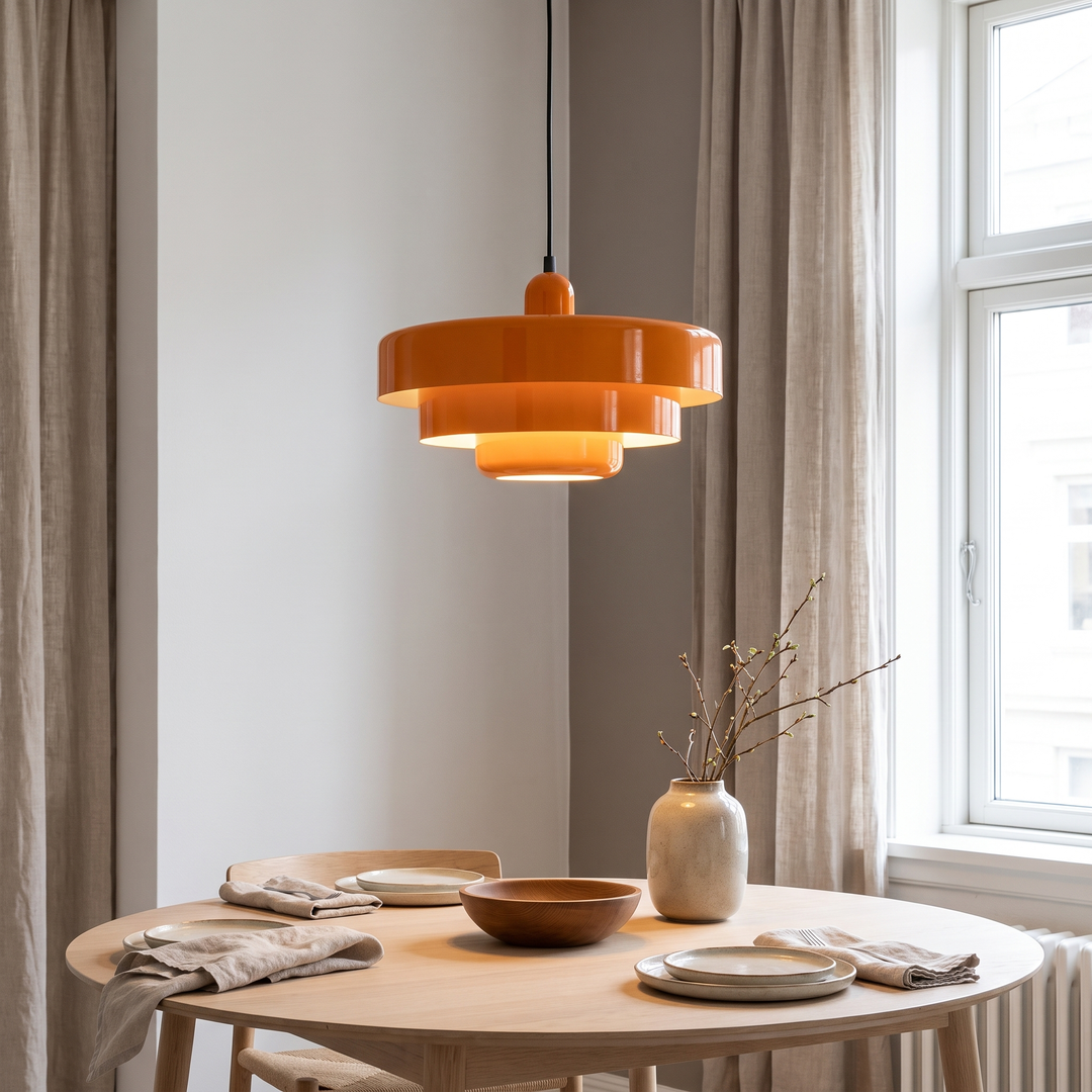 Orbit retro pendant lamp in a Scandinavian dining room