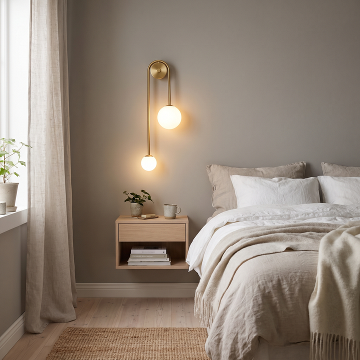 Lily gold wall sconce in a Scandinavian interior