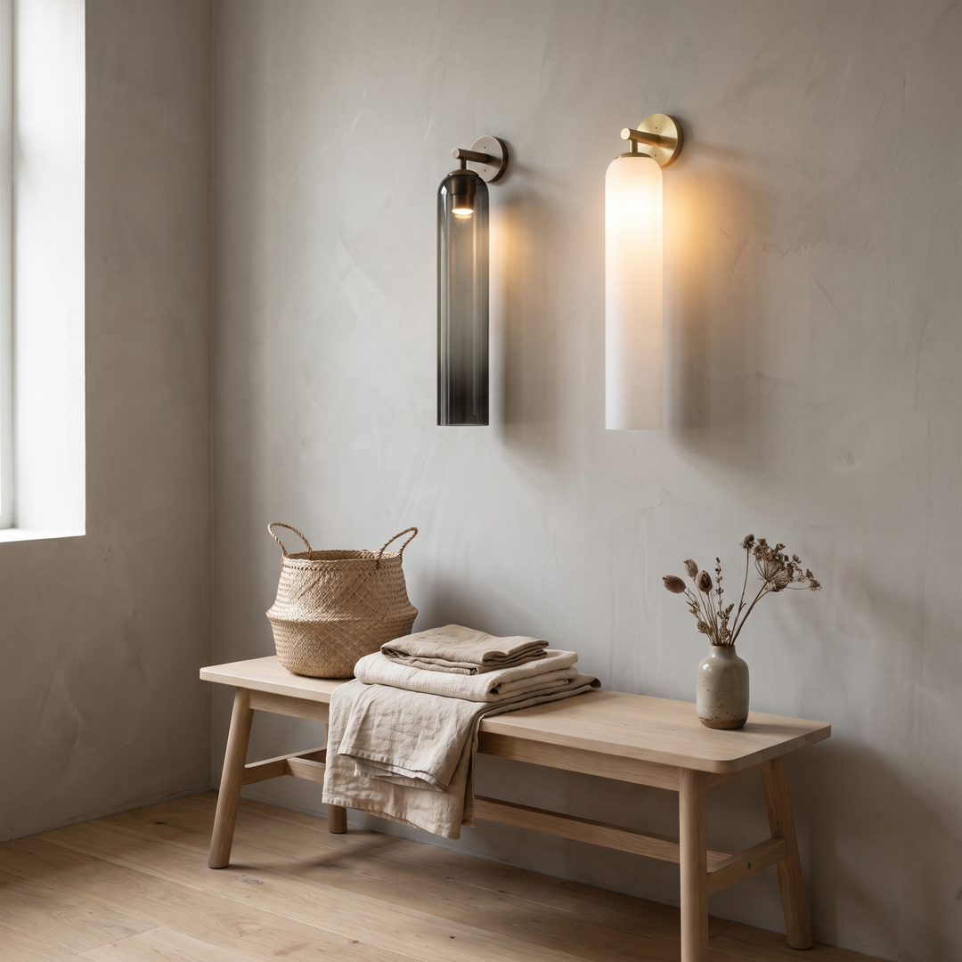 Lantern glass wall lamp in a Scandinavian interior