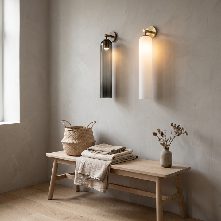 Lantern glass wall lamp in a Scandinavian interior