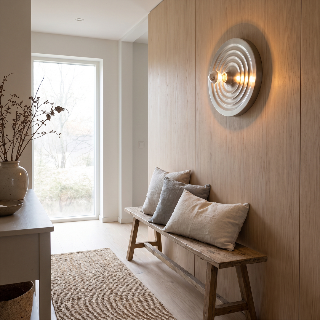 Disc Bauhaus LED halo wall lamp in a Scandinavian interior