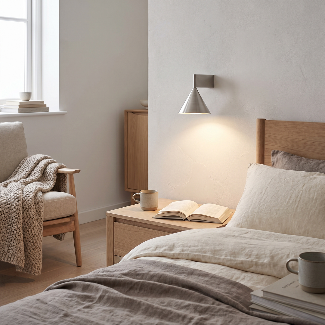 Scope adjustable wall spotlight in a Scandinavian interior