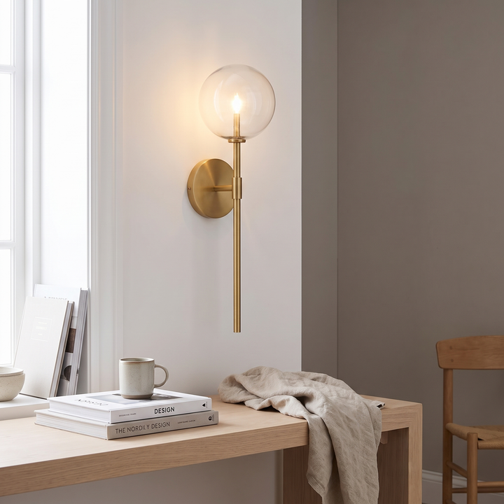 Globe retro glass wall lamp in a Scandinavian interior
